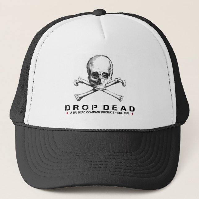 Cool Cap with Drop Dead Text and Skull Print (Front)