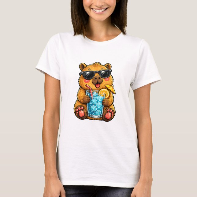 Cool Capybara Drink T-Shirt (Front)
