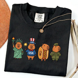 Cool Capybara Patriotic Vintage 4th of July USA T-Shirt