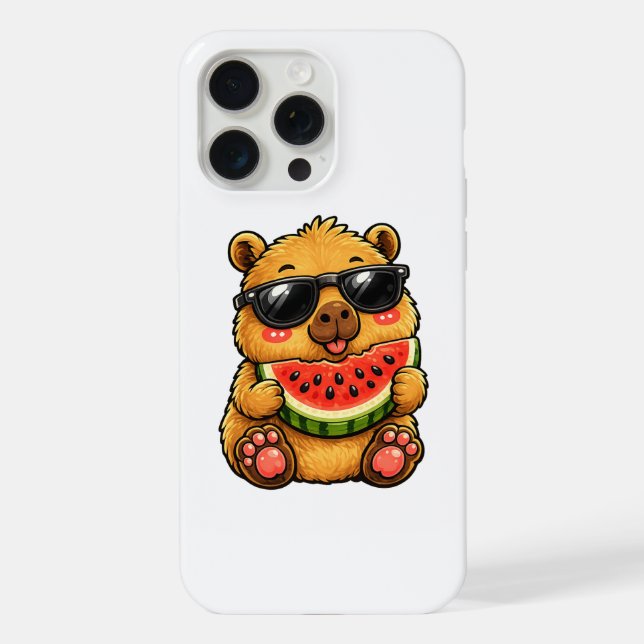 Cool Capybara Watermelon Summer iPhone Case (Back)