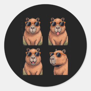 Cool Capybara with Sungles PhotoBooth Funny Classic Round Sticker