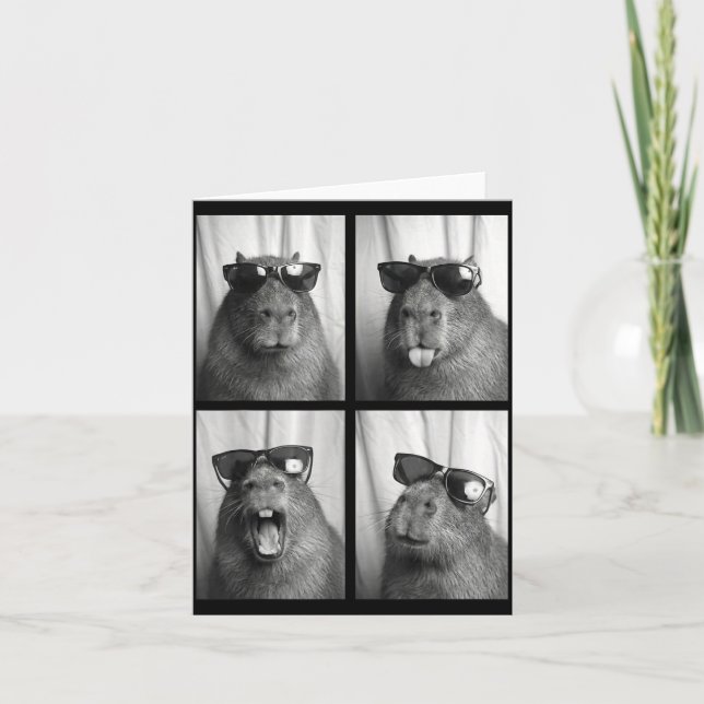 Cool Capybara With Sungles Photobooth Funny Rodent Card (Front)