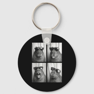 Cool Capybara With Sungles Photobooth Funny Rodent Keychain