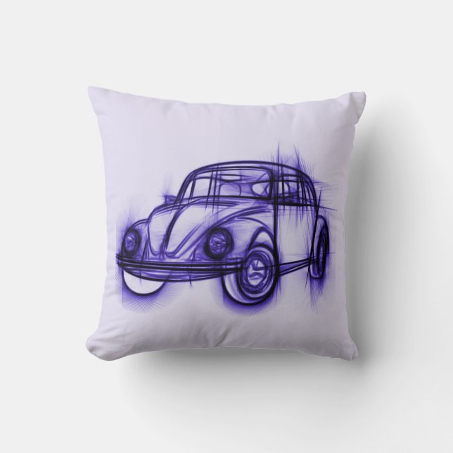 Cool Car Sketch in Purple Throw Pillow (Front)