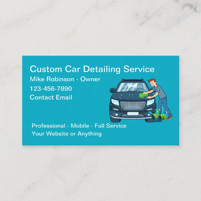 Cool Car Wash Detailing Service Business Card (Front)