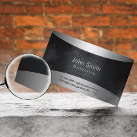 Cool Carbon Black Detective Business Card