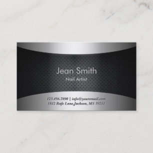 Cool Carbon Black Nail Art Business Card