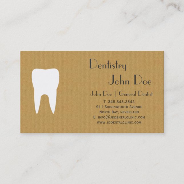 Cool cardboard dental logo business card (Front)