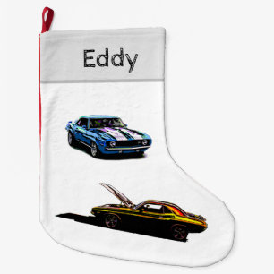 Cool Cars, add name Large Christmas Stocking