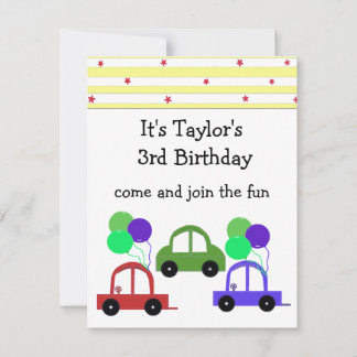 Cool Cars Birthday Invitation