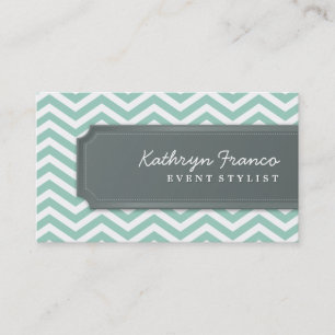 cool carte de visite chevron rayé vert pâle gris