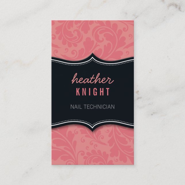 cool carte de visite fleurit corail noir rose (Devant)
