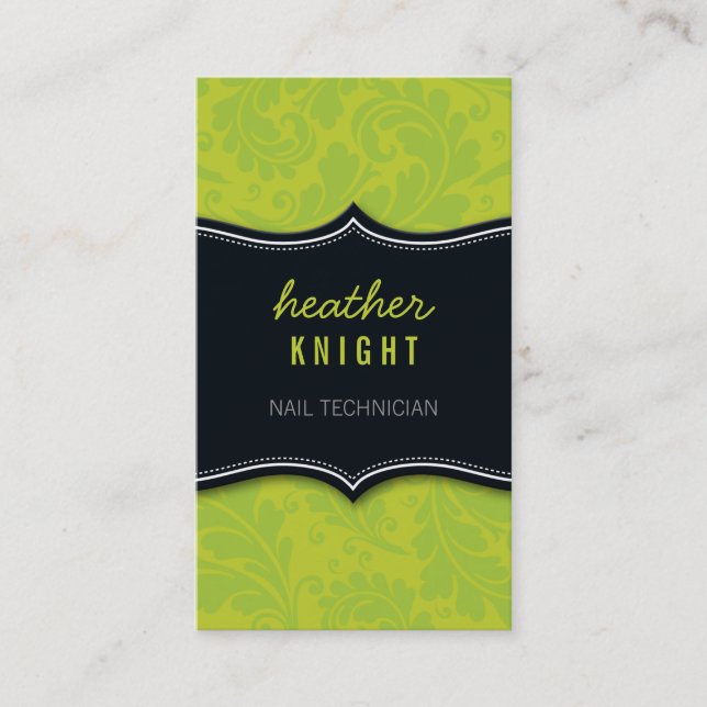 cool carte de visite fleurit noir citron vert (Devant)