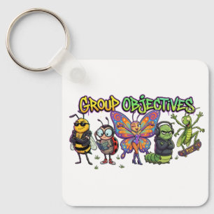 Cool Cartoon Bug Squad Graffiti - Group Objectives Keychain