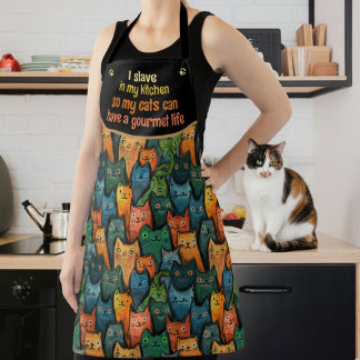 Cool Cartoon Cats Funny Quote Apron