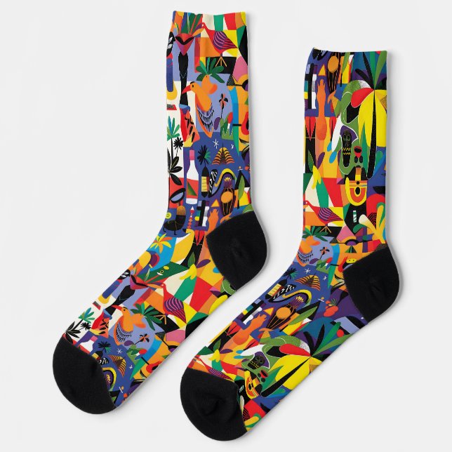 Cool Cartoon Colourful Tropical Personalized Kid Socks (Left)