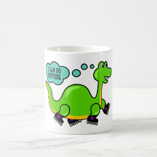 Cool Cartoon Dinosaur Skating to Success Coffee Mug