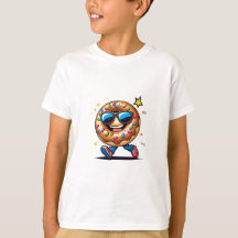 Cool Cartoon Doughnut Boys’ T-Shirt – Fun & Colour