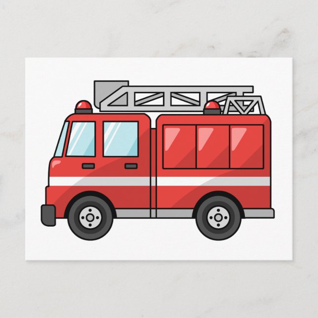 Cool Cartoon Fire Truck/Engine Postcard (Front)