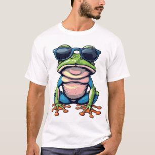 Cool Cartoon Frog Wearing Sunglasses Funny Animal T-Shirt