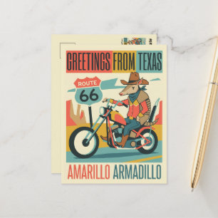 Cool Cartoon Greetings from Texas Travel Postcard