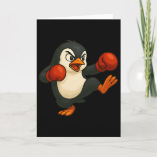 Cool Cartoon Penguin Boxer Kickboxing Card