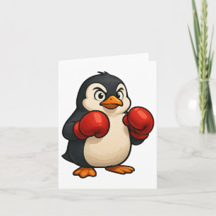 Cool Cartoon Penguin Boxer Sports Design Card