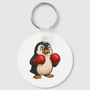 Cool Cartoon Penguin Boxer Sports Design Keychain
