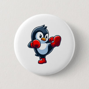 Cool Cartoon Penguin Boxing Fighter  2 Inch Round Button