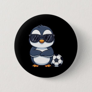Cool Cartoon Penguin Soccer Player  2 Inch Round Button