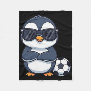 Cool Cartoon Penguin Soccer Player Fleece Blanket