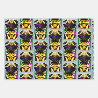 Cool Cartoon Pug Wrapping Paper 