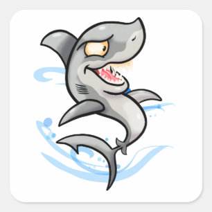 Cool Cartoon Shark Square Sticker
