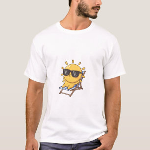 Cool Cartoon Sun Wearing Sunglasses Lounging T-Shirt