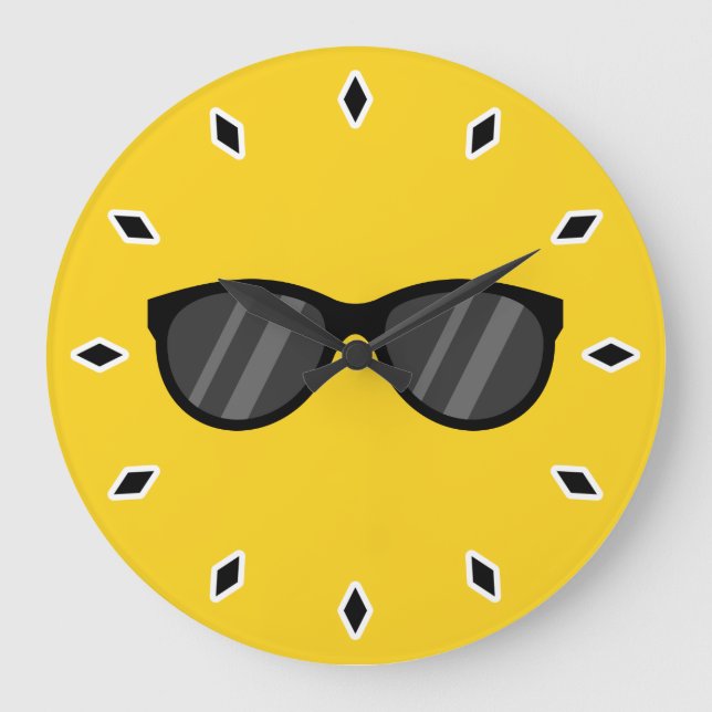 Cool Cartoon Sunglasses Large Clock (Front)