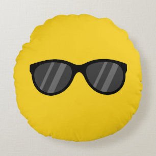 Cool Cartoon Sunglasses Round Pillow