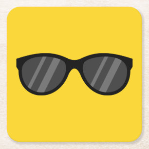 Cool Cartoon Sunglasses Square Paper Coaster
