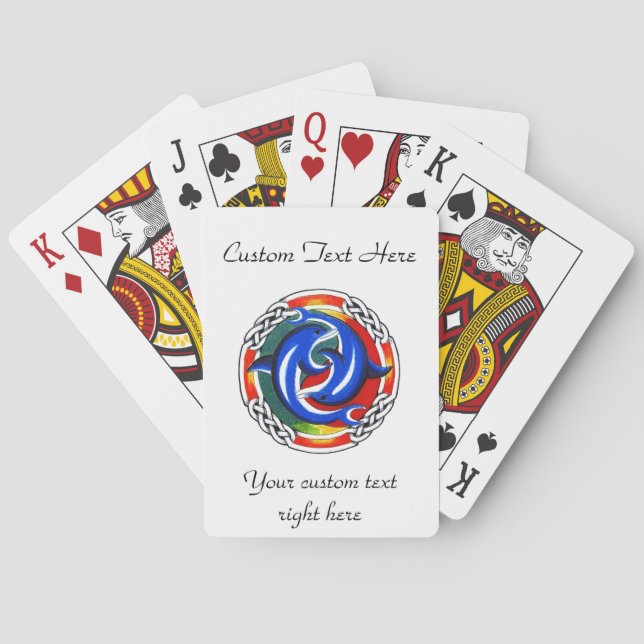Cool cartoon tattoo symbol  gemini dolphin twin playing cards (Back)