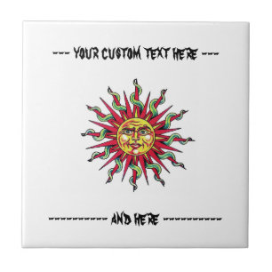 Cool cartoon tattoo symbol Sun God Face head Tile