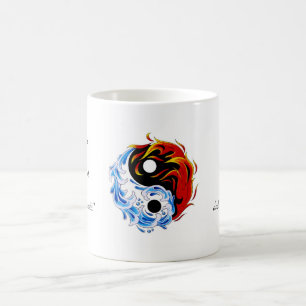 Cool cartoon tattoo symbol water fire Yin Yang Coffee Mug