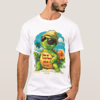 Cool Cartoon Turtle T-shirt Design - "Slow and Ste