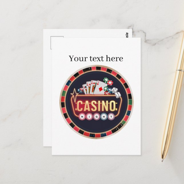 Cool Casino night customizable Postcard (Front/Back In Situ)