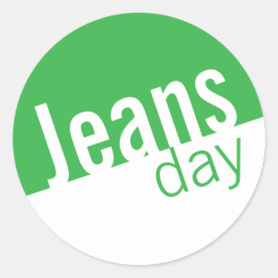 Cool Casual Denim Jeans Day Stickers Green