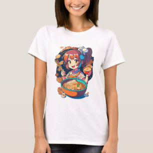 cool casual with "Anime Character Eating" T-Shirt