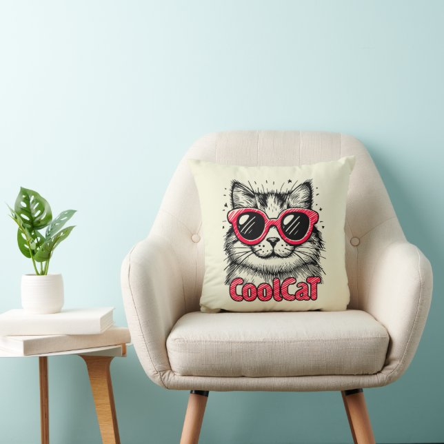 Cool Cat 1 Throw Pillow (Chair)