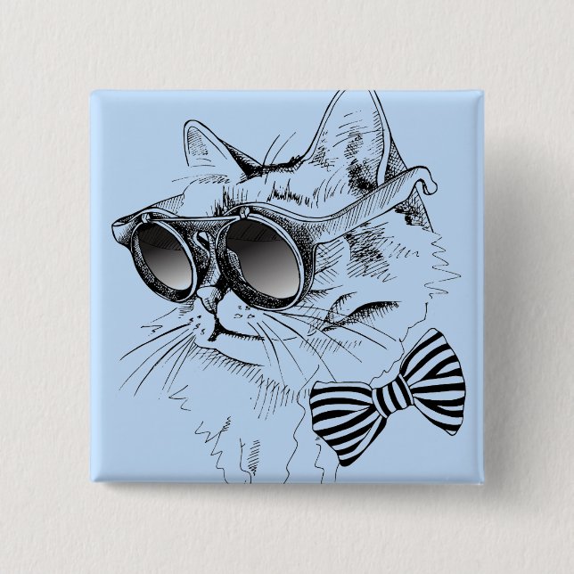 Cool Cat 2 Inch Square Button (Front)