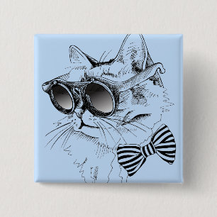 Cool Cat 2 Inch Square Button