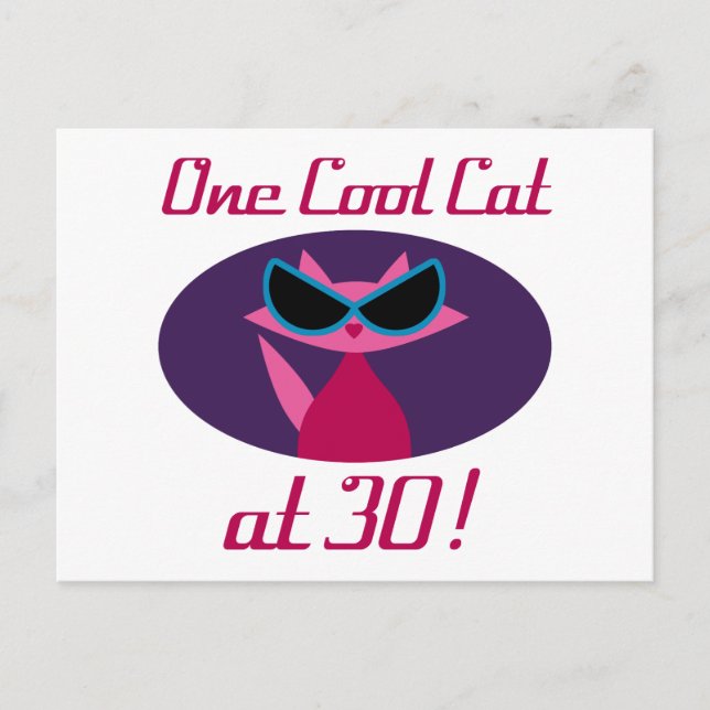 Cool Cat 30th Birthday Postcard (Front)