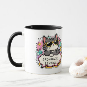 Cool Cat 3rd Grade Is Cool Two Tone Mug