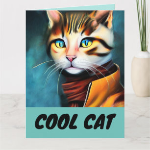 COOL CAT ART BIRTHDAY GREETING CARD